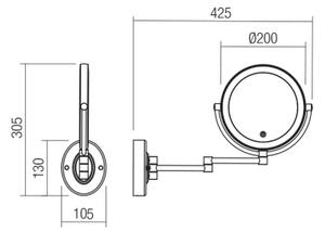 Redo 01-3088-LED Димируем козметично огледало SELFIE LED/7W/230V 3000/4000/6000K черен