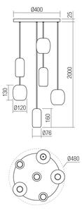 Redo 01-3482 - Пендел BOOM 6xGU10/10W/230V черен/зелен/кафяв