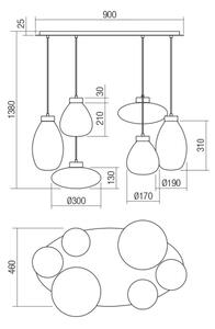 Redo 01-3212 - Пендел LUKE 6xE27/42W/230V черен