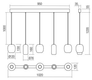 Redo 01-3481 - Пендел BOOM 5xGU10/10W/230V черен/зелен/кафяв