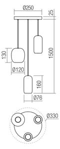 Redo 01-3480 - Пендел BOOM 3xGU10/10W/230V черен/зелен/кафяв