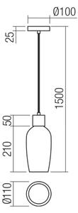 Redo 01-4044 - Пендел ATLANTIS 1xE27/42W/230V Ø 11 см черен