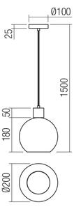 Redo 01-4045 - Пендел ATLANTIS 1xE27/42W/230V Ø 20 см черен