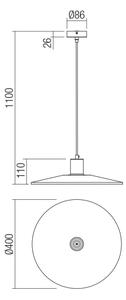 Redo 01-4055 - Пендел FRESNO 1xE27/42W/230V Ø 40 cm