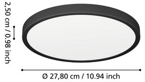 Eglo 901326-LED Таванно осветително тяло за баня FUEVA LED/14,2W/230V Ø27,8 cm IP44 черен
