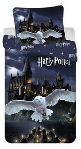 Тъмносиньо/сиво единично памучно детско спално бельо 200x140 cm Harry Potter "Hogwarts Night" – Jerry Fabrics
