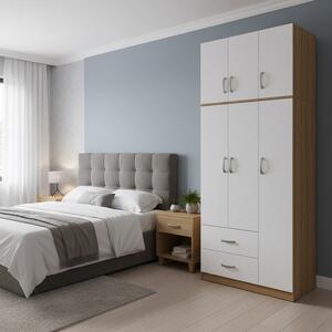 Гардероб с 3 врати, Athos V4, бял-сонома, 90x42x240 см