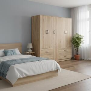 Гардероб с 5 врати, Athos V21, дъб, 170x42x180 см