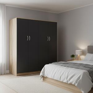 Шкаф с 4 врати, Athos I V1, антрацит-дъб, 160x42x180 см