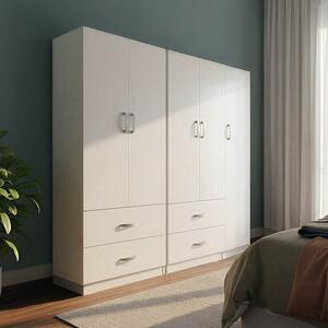 Гардероб с 5 врати, Athos V25, бял, 170x42x180 см