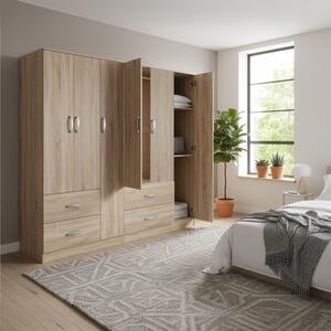 Гардероб с 6 врати, Athos V16, дъб, 180x42x180 см