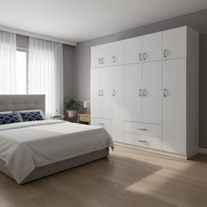 Гардероб с 6 врати, Athos V15, бял, 180x42x240 см