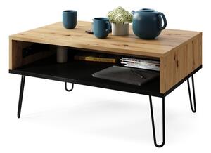 ХЕАРПИН С-90 Дъб Артисан/Черен мат - МОДЕРНА МАСА С ПОВДИГАЩ СЕ ПЛОТ + ОТДЕЛЕНИЕ ЗА СЪХРАНЕНИЕ + РАФТ