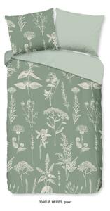 Светлозелено единично /удължено фланелено спално бельо 140x220 cm Herbs – Good Morning