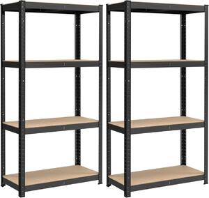Комплект от 2 метални рафта, Cozory, Songmics, черен, 40x80x160 см