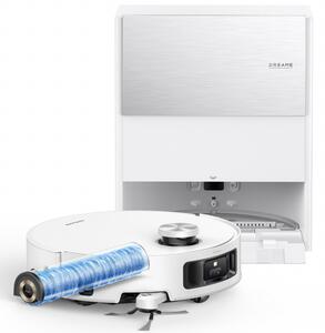 Прахосмукачка робот Dreame Aqua10 Roller RLH31CE-WH, 30000 Pa, 3.5/4 л, AI камери, LED осветление, Гласово управление, Измиване с гореща вода, Бял