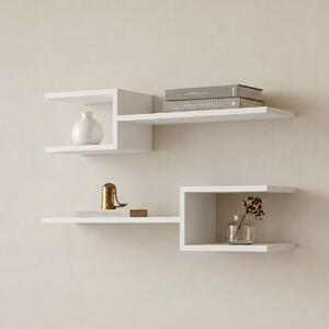 Set 2 bucati Raft de perete, Sumpa, Alb, 20x65x18 cm