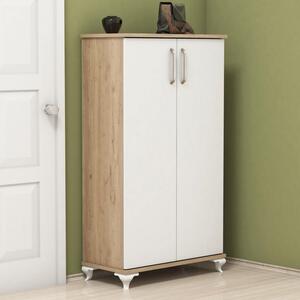 Шкаф за обувки Ари - Орех, Бял