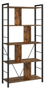 Библиотека Vasagle с 5 рафта в цвят Махагон Рустик, LBC121B01, 74 x 30 x 150 см