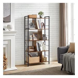 Библиотека Vasagle с 5 рафта в цвят Махагон Рустик, LBC121B01, 74 x 30 x 150 см