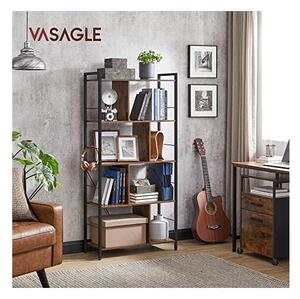 Библиотека Vasagle с 5 рафта в цвят Махагон Рустик, LBC121B01, 74 x 30 x 150 см