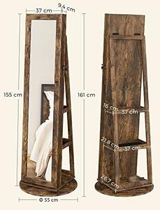 Шкаф за бижута, Songmics, Кафяв, 162x55x55 см