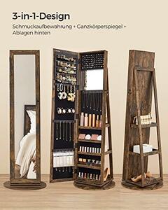 Шкаф за бижута, Songmics, Кафяв, 162x55x55 см