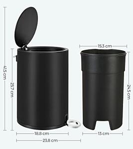 Кош за боклук, Songmics, Черно-Сребристо, 25.8x18.8x25.7 см