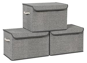 Комплект от 3 кутии за съхранение, Songmics, Сив, 38x25x25 см
