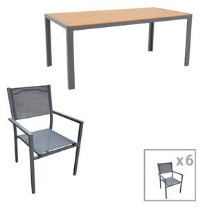 Комплект 7 бр. градинска маса и столове Nares-Moly Сив 180x90x72.5 см