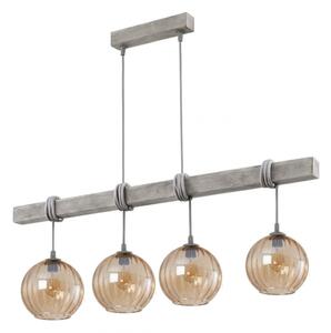 Brilagi - Полилей с кабелно окачване WOOD GLASS 4xE27/60W/230V бор/сив/димчато кафяв
