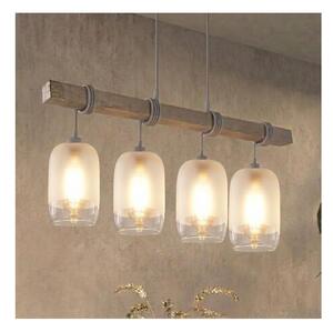 Brilagi - Полилей на кабел WOOD GLASS 4xE27/60W/230V бор/сив/бял