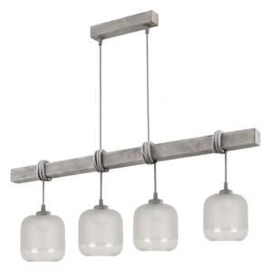 Brilagi - Подвесен полилей на кабел WOOD GLASS 4xE27/60W/230V бор/сив/бял