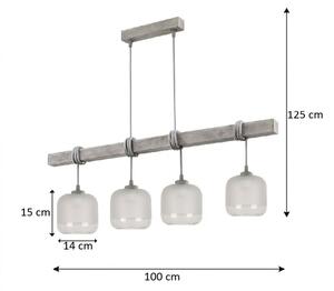 Brilagi - Подвесен полилей на кабел WOOD GLASS 4xE27/60W/230V бор/сив/бял