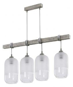 Brilagi - Полилей на кабел WOOD GLASS 4xE27/60W/230V бор/сив/бял