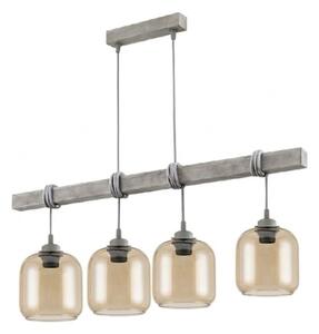 Brilagi - Полилей на кабел WOOD GLASS 4xE27/60W/230V бор/сив/опушено кафяво
