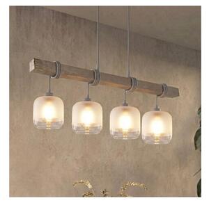 Brilagi - Подвесен полилей на кабел WOOD GLASS 4xE27/60W/230V бор/сив/бял