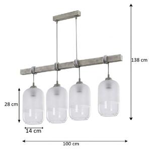 Brilagi - Полилей на кабел WOOD GLASS 4xE27/60W/230V бор/сив/бял