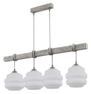 Brilagi - Полилей на кабел WOOD GLASS 4xE27/60W/230V бор/сив/бял