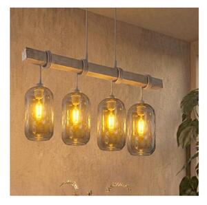 Brilagi - Висящ полилей на кабел WOOD GLASS 4xE27/60W/230V бор/сив/димно сив