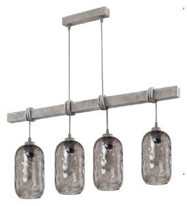 Brilagi - Висящ полилей на кабел WOOD GLASS 4xE27/60W/230V бор/сив/димно сив