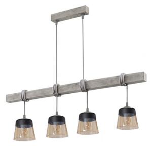 Brilagi - Полилей на кабел WOOD GLASS 4xE27/60W/230V борова/сива/опушено кафяво