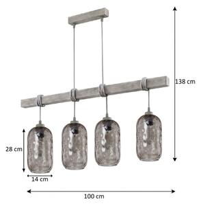 Brilagi - Висящ полилей на кабел WOOD GLASS 4xE27/60W/230V бор/сив/димно сив