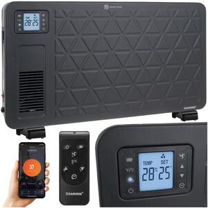 Електрически конвектор Kaminer Ziflo 2300W — С WiFi управление, термостат и дистанционно, черен