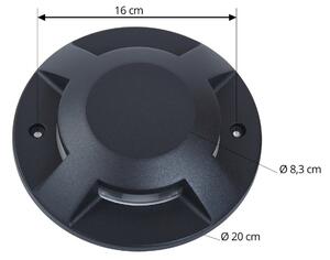 Lucande LED подов прожектор Jeffrey, черен, 4 светлини, Ø 20 cm