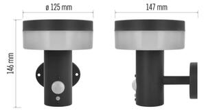 LED соларен стенен фенер с сензор LED/2W/3,7V 1200 mAh IP44