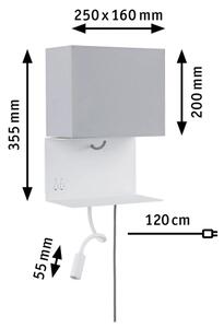 Paulmann 78913 - LED/2,5W + 1xE27/40W Настенно осветително тяло с USB MERANI 230V