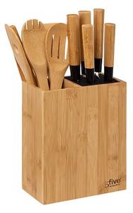 Комплект ножове и кухненски прибори с блок 5five Blackbamboo, Бамбук, 5 ножа и 5 прибора