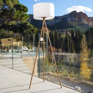 Lumisky LED лампа с акумулатор „Tamboury“, бяла/кафява, височина 150 см, стомана, Затъмняване, Дърво, Метал, Триножник