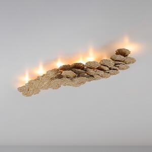 Paul Neuhaus Таванна лампа „Virella“, цвят на старинна месинг, дължина 110 см, метал, Затъмняване, Бронзов / античен месинг, Дневна/трапезария, Алуминий